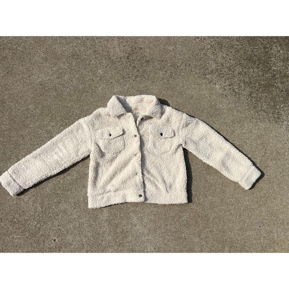 NWT Mystree Cream Fleece Jacket Small Cozy Boho‎ Streetwear Button Up Western